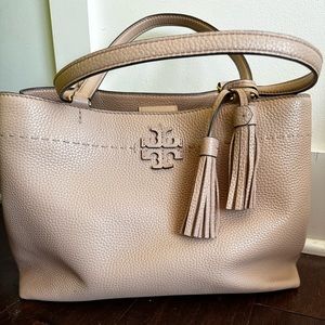 Tory Burch tan/taupe leather satchel tote